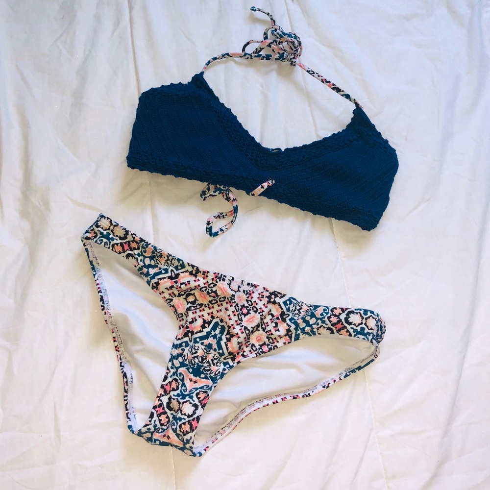 Blue floral bikini
